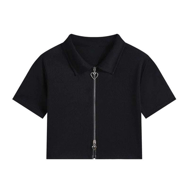 Double Heart Zipper Crop Top Fendax 0