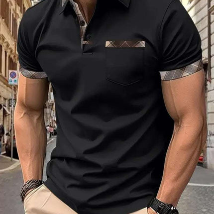 Season New Men's Short Sleeve Fashion Plaid Colorblock T-shirt Fendax 0