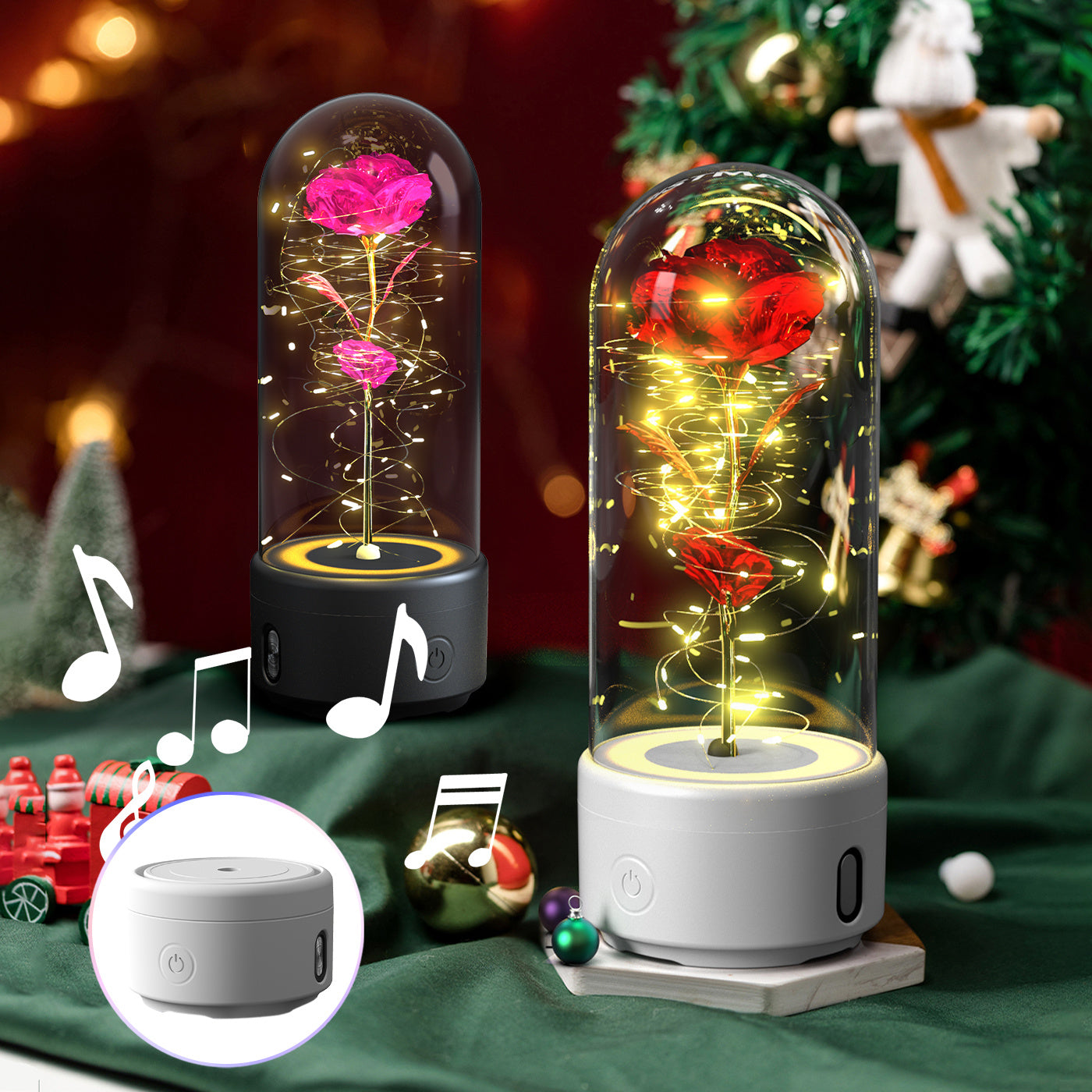 Creative 2 In 1 Rose Flowers LED Light And Bluetooth