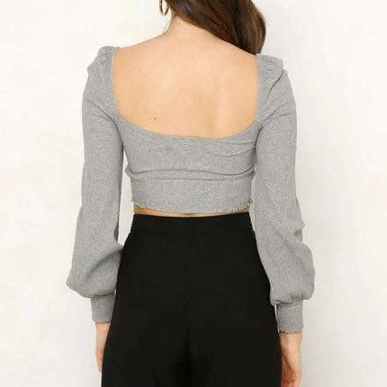 Sexy square collar knotted top Fendax 0