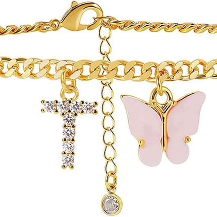 Butterfly Letter Feet Chain Fashion Inlaid Diamond Letter Acrylic Fendax 0