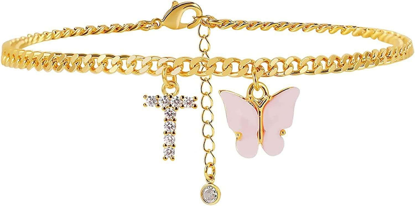 Butterfly Letter Feet Chain Fashion Inlaid Diamond Letter Acrylic Fendax 0