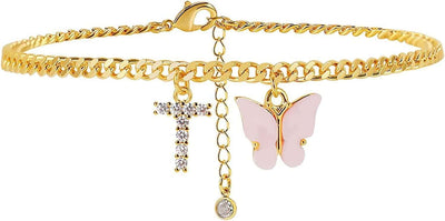 Butterfly Letter Feet Chain Fashion Inlaid Diamond Letter Acrylic Fendax 0
