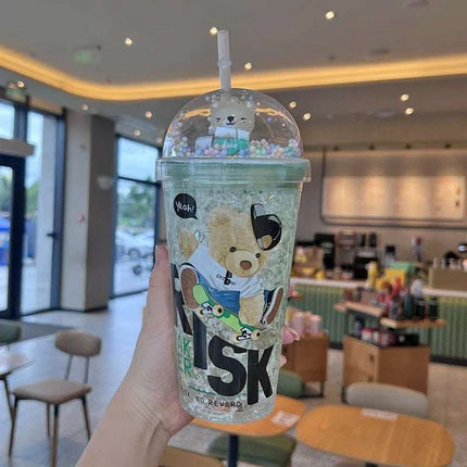 Cartoon Bear Ice Crushing Good-looking Plastic Water Cup Summer Portable Fendax 0