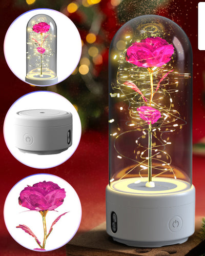 Creative 2 In 1 Rose Flowers LED Light And Bluetooth