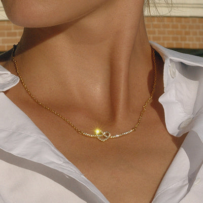 Women's Titanium Steel Rhinestone Heart Necklace Pendant