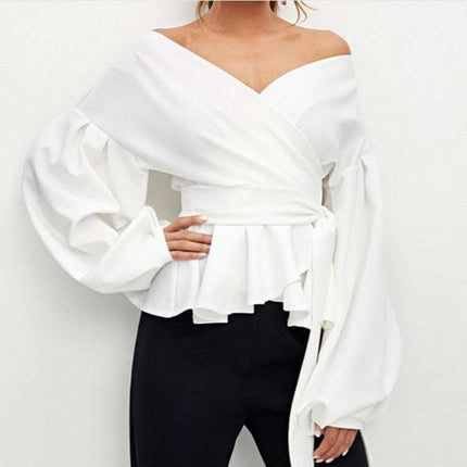 Sexy strapless lantern sleeve top Fendax 0