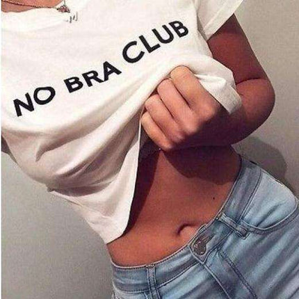 No Bra Club - Free The Nipples Feminist Womenempower Cotton Crop Top T-shirt Fendax 0