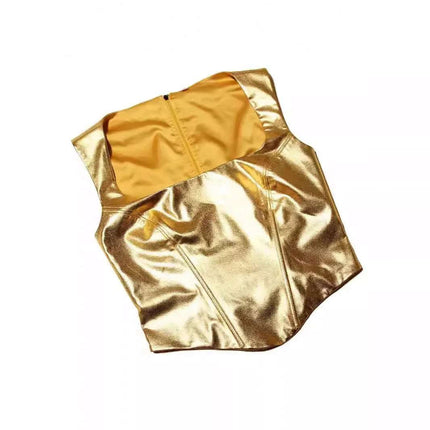 Women's Gold Spaghetti-strap Slim Fishbone Short Top Fendax 0