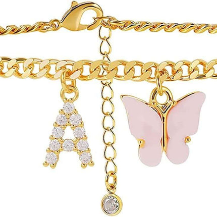 Butterfly Letter Feet Chain Fashion Inlaid Diamond Letter Acrylic Fendax 0