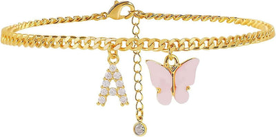 Butterfly Letter Feet Chain Fashion Inlaid Diamond Letter Acrylic Fendax 0