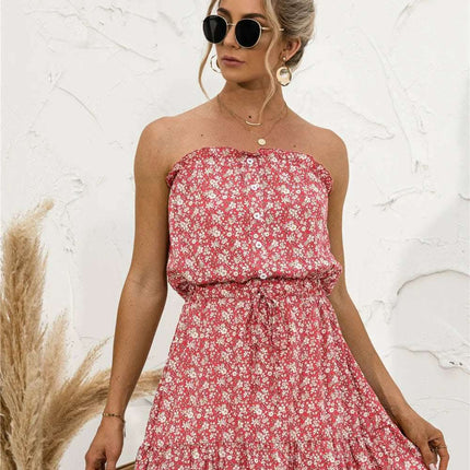 Summer New Sexy Tube Top Floral Dress