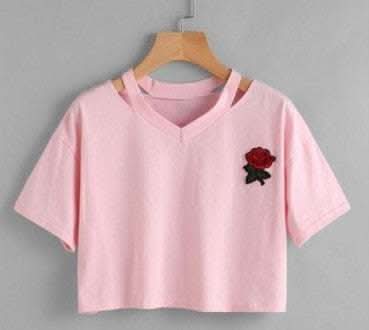 CROP TOP LA ROSE A MANCHES COURTES Fendax 0