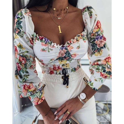 Sexy puff sleeve print top Fendax 0