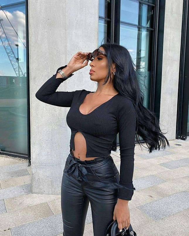Fashion Black Sexy Hang Striped Top Fendax 0