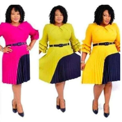 New Africa Dresses 2XL Color Stitching With Belt Fendax 0