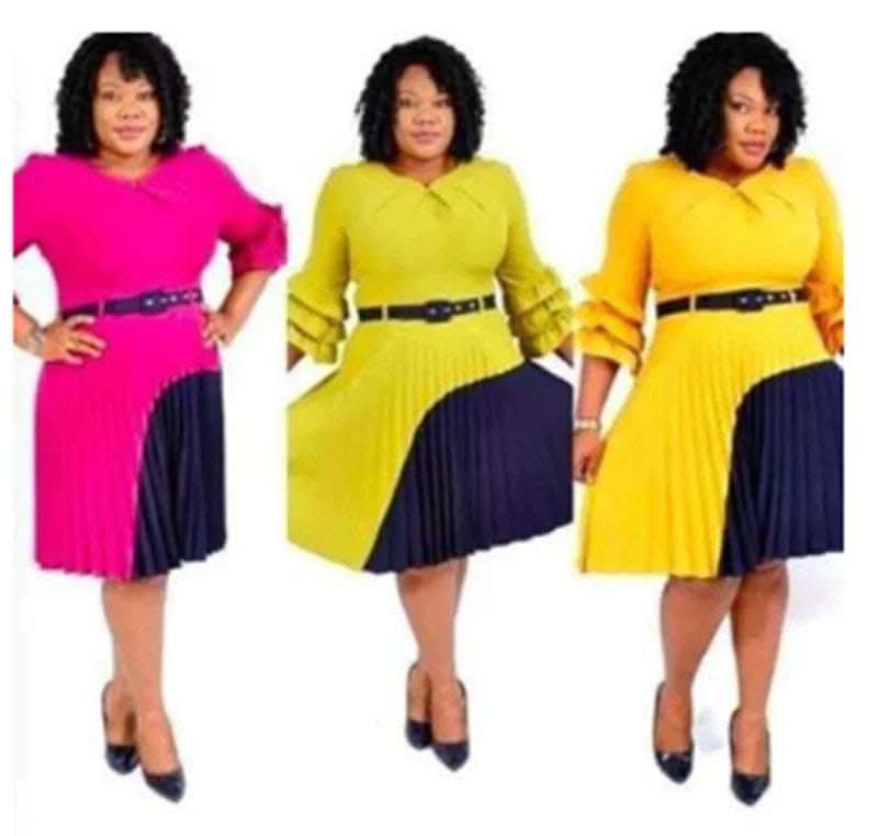 New Africa Dresses 2XL Color Stitching With Belt Fendax 0