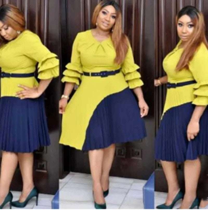 New Africa Dresses 2XL Color Stitching With Belt Fendax 0