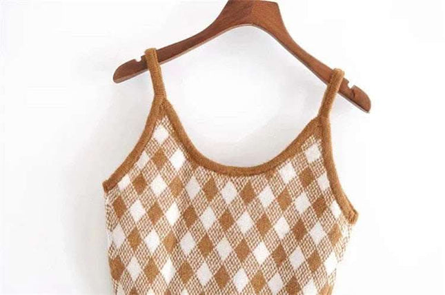 Sexy Low Chest Knit Vest Bottoming Top Fendax 0