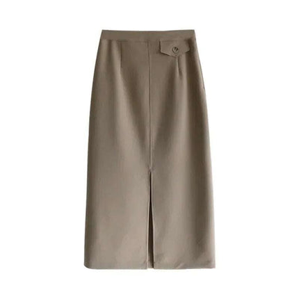Hip Skirt Mid-length Design Half Skirt High Waist Split Skirt Fendax 0
