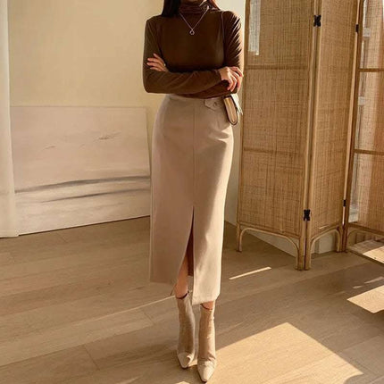 Hip Skirt Mid-length Design Half Skirt High Waist Split Skirt Fendax 0