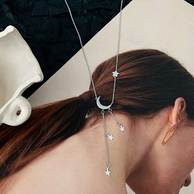 Temperament Simple Star And Moon Pendant Necklace Female Tide Niche Light Luxury Korean Personality Clavicle Chain Fendax 0