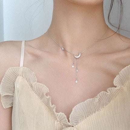 Temperament Simple Star And Moon Pendant Necklace Female Tide Niche Light Luxury Korean Personality Clavicle Chain Fendax 0