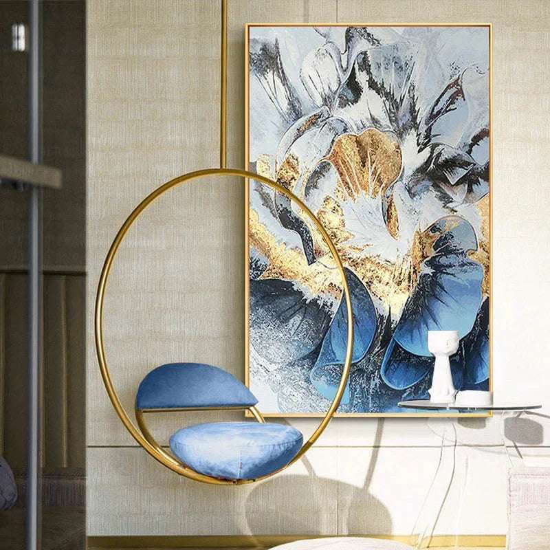 Modern Nordic Abstract Hand Painted Oil Painting Urban Architecture Gold Foil Light Luxury Entrance Decorative Painting Inkjet Drawing Core Fendax 0