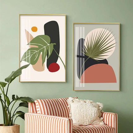 Modern Light Luxury Abstract Decorative Painting Plant Leaf Combination Hanging Painting Fendax 0