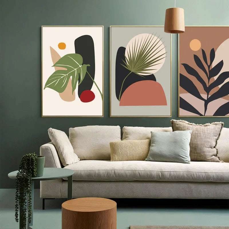 Modern Light Luxury Abstract Decorative Painting Plant Leaf Combination Hanging Painting Fendax 0
