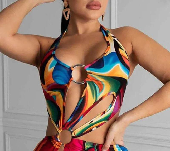 Adogirl Summer Hollow Out Halter Dress Sexy Backless Women Multicolor Evening Party Club Beach Wear Skinny Mini Dresses Vestido Fendax 0