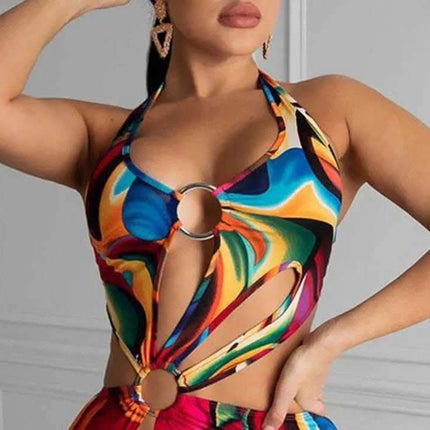 Adogirl Summer Hollow Out Halter Dress Sexy Backless Women Multicolor Evening Party Club Beach Wear Skinny Mini Dresses Vestido Fendax 0
