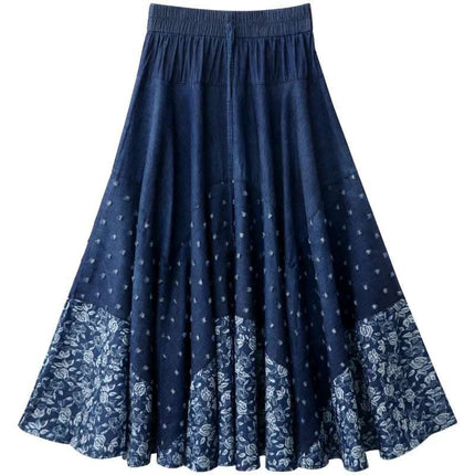 Denim Skirt, Half-length, Large-length Skirt, Printed High-waisted Skirt Fendax 0