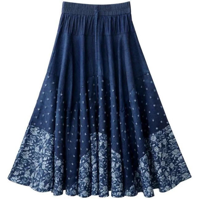 Denim Skirt, Half-length, Large-length Skirt, Printed High-waisted Skirt Fendax 0