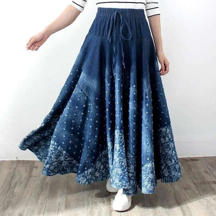 Denim Skirt, Half-length, Large-length Skirt, Printed High-waisted Skirt Fendax 0