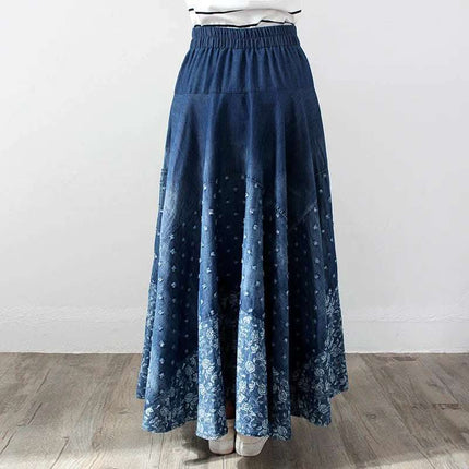 Denim Skirt, Half-length, Large-length Skirt, Printed High-waisted Skirt Fendax 0