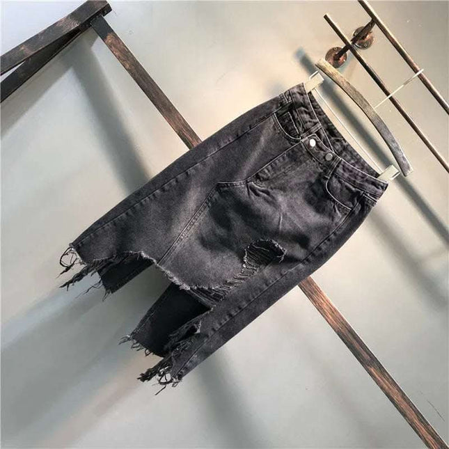 A-line Skirt Fringed Hole Bag Hip Skirt Fendax 0