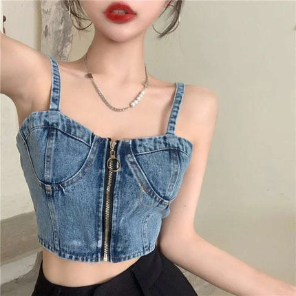 Spring Style Versatile Sexy Zipper Vest Top Fendax 0
