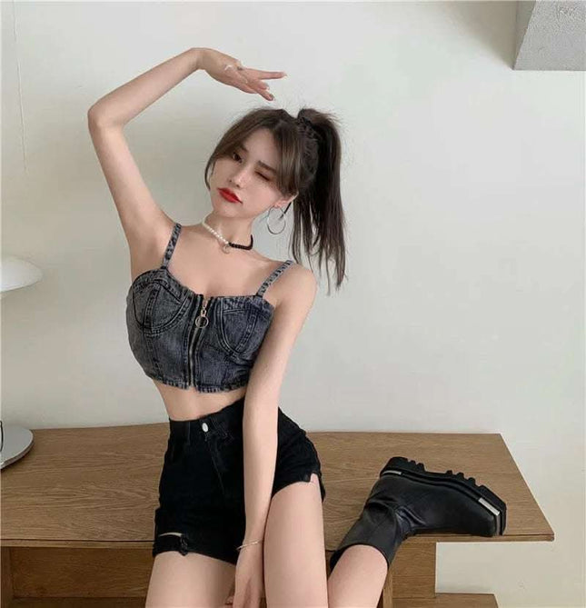 Spring Style Versatile Sexy Zipper Vest Top Fendax 0