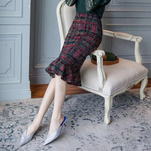 Oversized Stretch Print Fishtail Ruffled Hip Skirt Fendax 0
