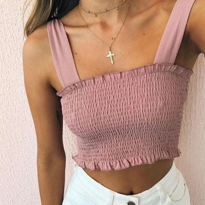 Bow Tie Strap Crop Tank Top Elastic Camis Fendax 0