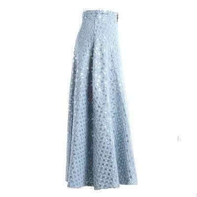 Mid-length Embroidered Sequins Hong Kong-style Retro High-waisted Umbrella Skirt Fendax 0