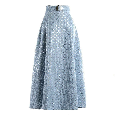 Mid-length Embroidered Sequins Hong Kong-style Retro High-waisted Umbrella Skirt Fendax 0