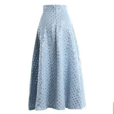 Mid-length Embroidered Sequins Hong Kong-style Retro High-waisted Umbrella Skirt Fendax 0