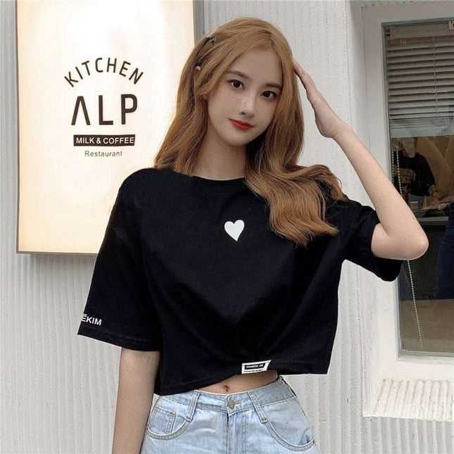 Cross-border New Summer Short-sleeved T-Shirt Women's Design Sense, Short High-Waist Crop Top, Fashionable Loose Women's Clothing Fendax 0