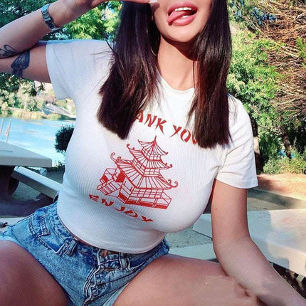 Chinese Style T-shirt Short Round Neck Crop Top Fendax 0