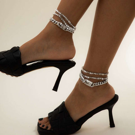 Multi-layered Anklet Women's Personality Cuban Chain Mix And Match Feet Fendax 0