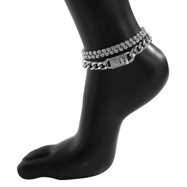 Multi-layered Anklet Women's Personality Cuban Chain Mix And Match Feet Fendax 0