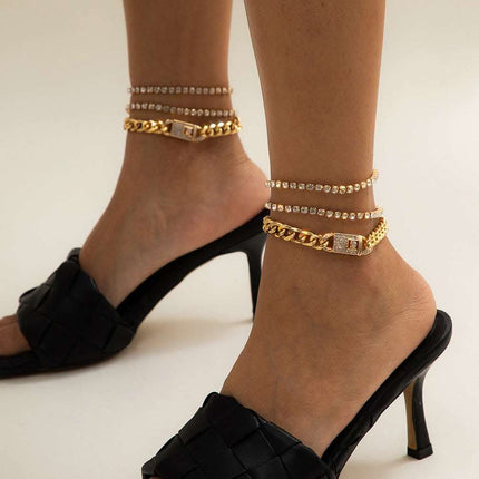 Multi-layered Anklet Women's Personality Cuban Chain Mix And Match Feet Fendax 0