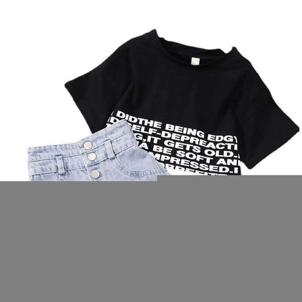 Two-piece Fashionable Jeans Crop Top
